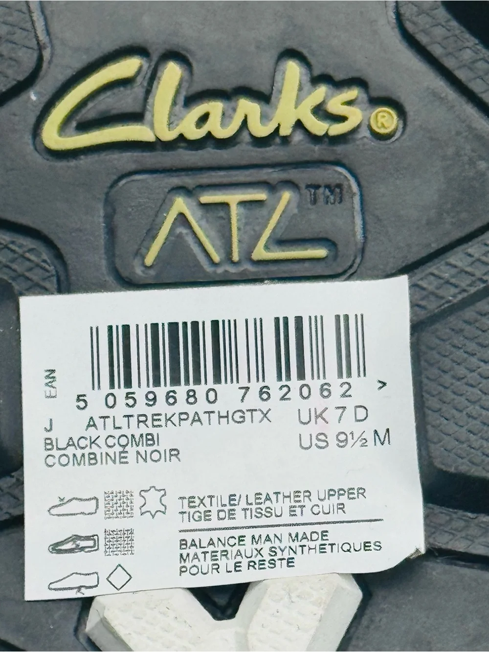 Clarks ATL Trek Path GTX 26167422 Womens Black Athletic Hiking Shoes